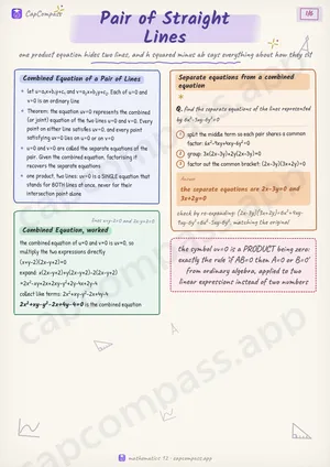 Pair of Straight Lines revision notes, page 1 of 6