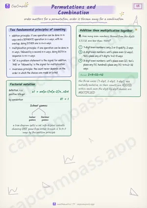 Permutations and Combination revision notes, page 1 of 5