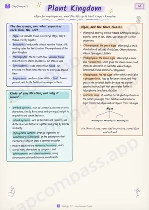 Plant Kingdom revision notes, page 1 of 5