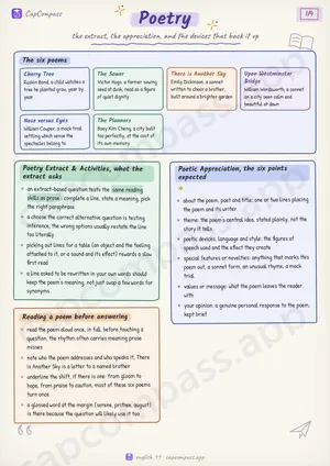 Poetry revision notes, page 1 of 4