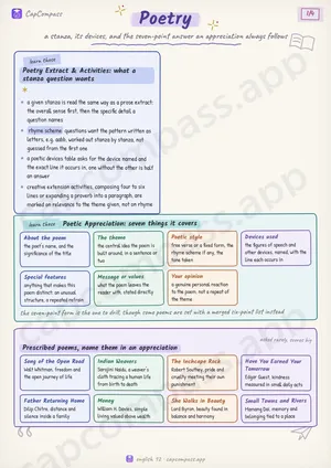 Poetry revision notes, page 1 of 4
