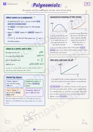 Polynomials revision notes, page 1 of 4