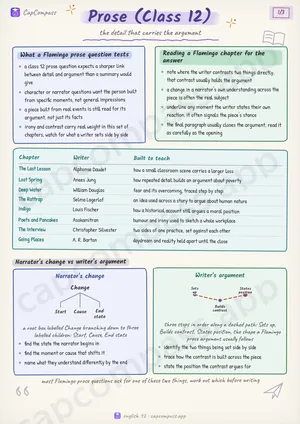 Prose (Class 12) revision notes, page 1 of 3