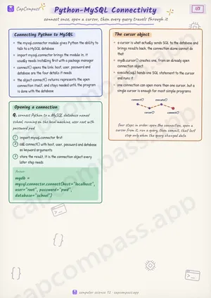 Python-MySQL Connectivity revision notes, page 1 of 3