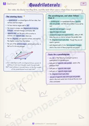 Quadrilaterals revision notes, page 1 of 4