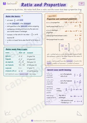Ratio and Proportion revision notes, page 1 of 3