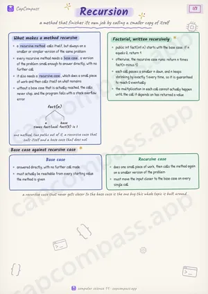 Recursion revision notes, page 1 of 3