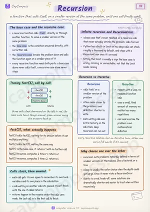 Recursion revision notes, page 1 of 3