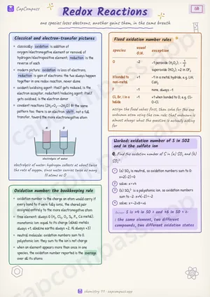 Redox Reactions revision notes, page 1 of 6