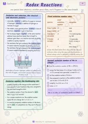 Redox Reactions revision notes, page 1 of 4