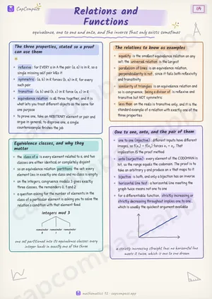 Relations and Functions revision notes, page 1 of 4