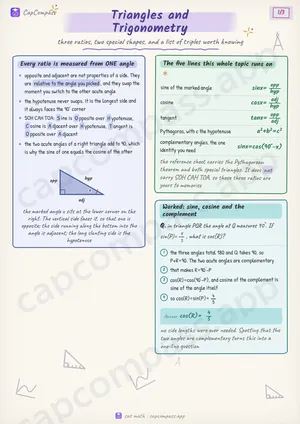 Triangles and Trigonometry revision notes, page 1 of 3