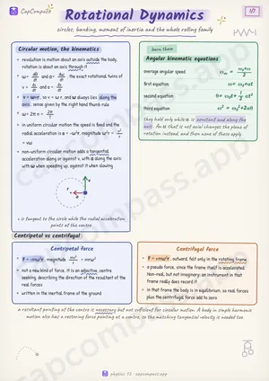 Rotational Dynamics revision notes, page 1 of 7