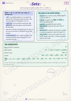 Sets revision notes, page 1 of 3