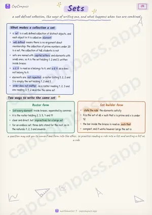 Sets revision notes, page 1 of 4