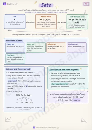 Sets revision notes, page 1 of 3