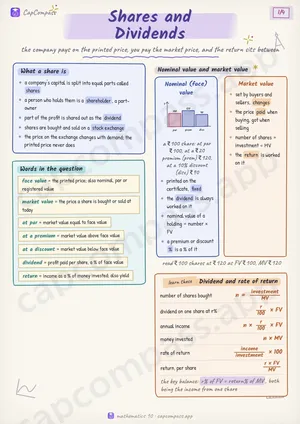 Shares and Dividends revision notes, page 1 of 4
