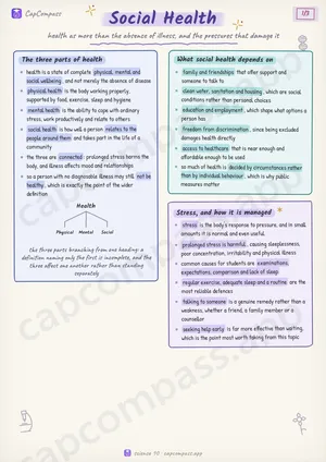 Social Health revision notes, page 1 of 3