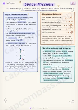 Space Missions revision notes, page 1 of 4