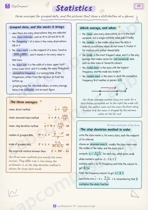 Statistics revision notes, page 1 of 4