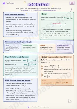 Statistics revision notes, page 1 of 3