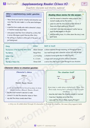 Supplementary Reader (Class 11) revision notes, page 1 of 3