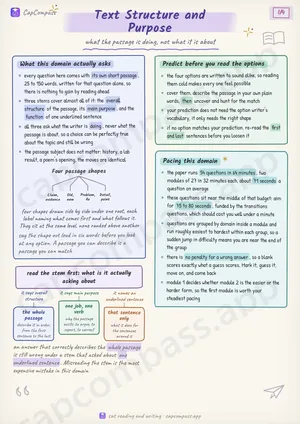Text Structure and Purpose revision notes, page 1 of 4