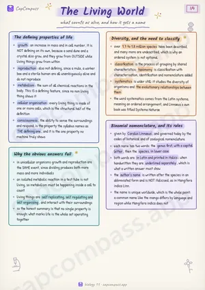 The Living World revision notes, page 1 of 4