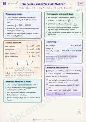 Thermal Properties of Matter revision notes, page 1 of 4