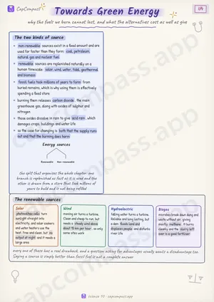 Towards Green Energy revision notes, page 1 of 4