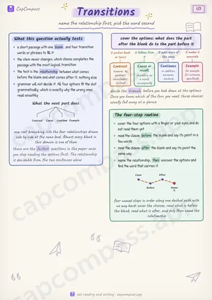 Transitions revision notes, page 1 of 3