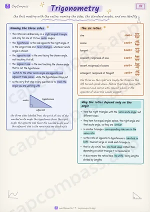 Trigonometry revision notes, page 1 of 3