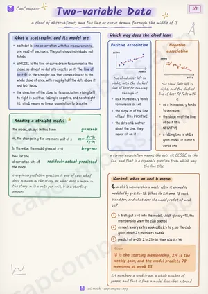 Two-variable Data revision notes, page 1 of 3