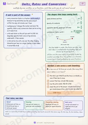 Units, Rates and Conversions revision notes, page 1 of 3