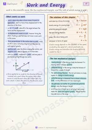 Work and Energy revision notes, page 1 of 3